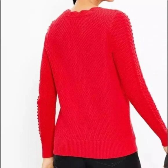 Ann Taylor LOFT Scalloped Bobble Sleeve Sweater XXS - Picture 2 of 3